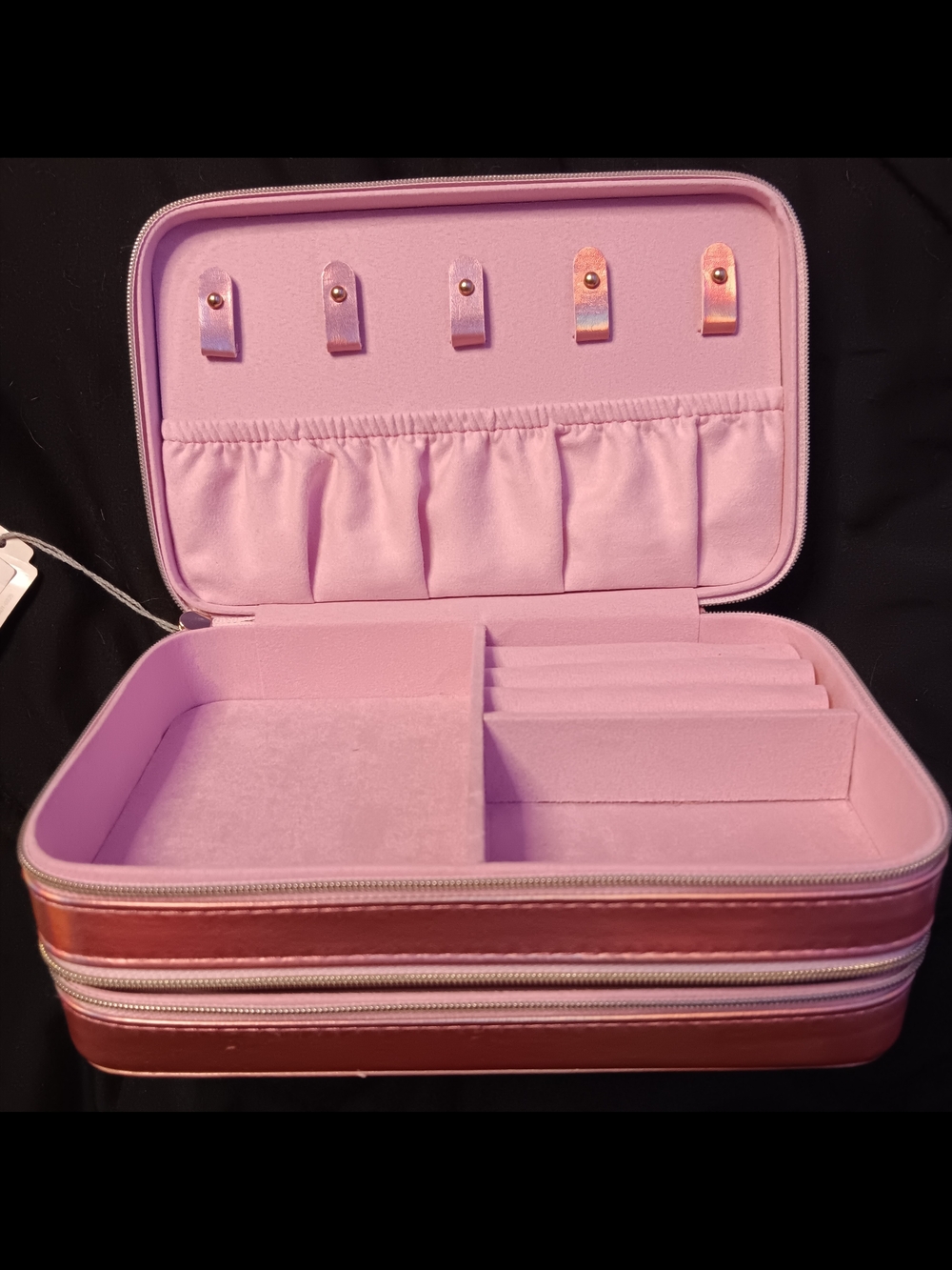 a new day Pink Travel Jewelry Organizer Case with Ring & Earring Slots